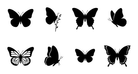 Butterfly Silhouettes Vector Set, Delicate Insect Icons, Winged Creature Graphics, Nature Elements © Imran