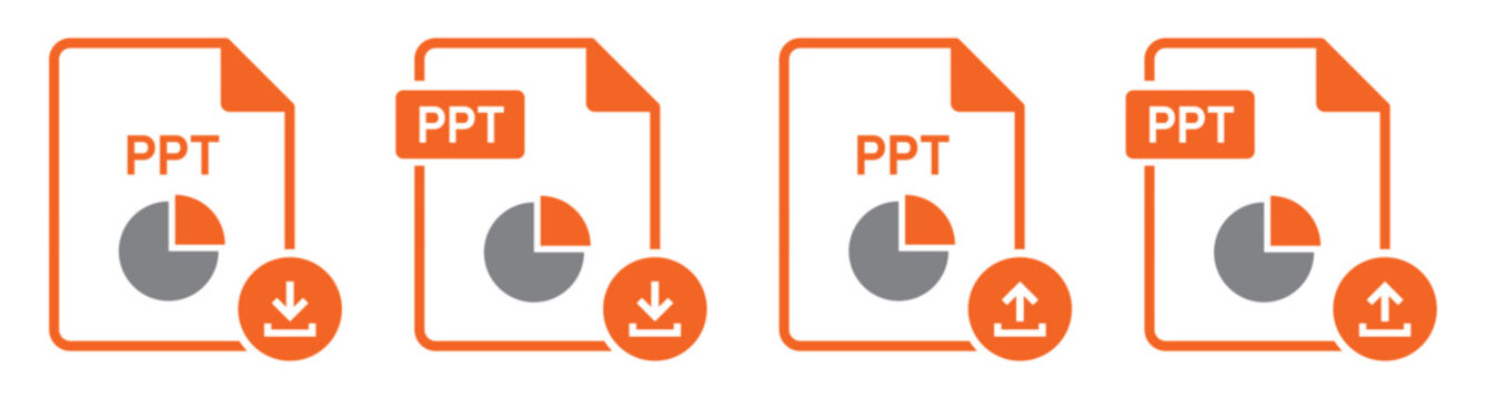 Power point file. PPT document file icon vector illustration