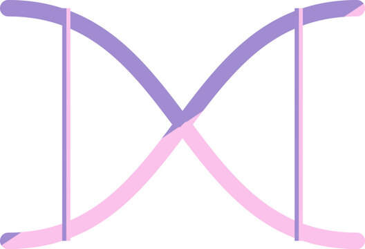 Abstract stylized letter M or chromosome icon design using purple and pink pastel tones illustration