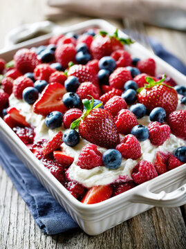 Mixed Berry Cream Dessert Casserole &ndash; AI Generative