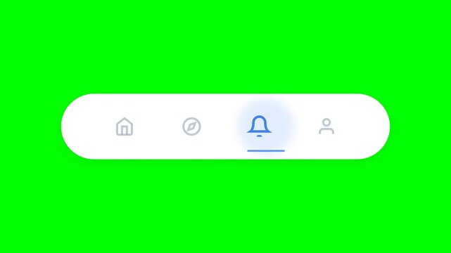 User Interface Navigation Bar with Icons on Green Screen Background.
