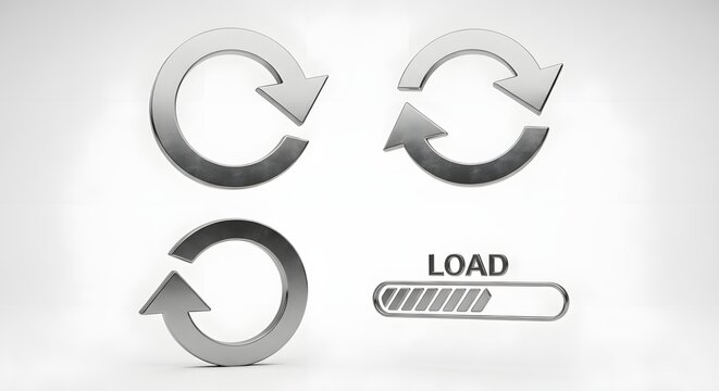 loading and refresh icons with progress bar indicating system update or data transfer in a digital setting