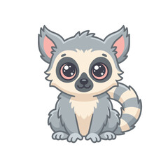 Fototapeta premium Cute cartoon lemur illustration isolated on white background