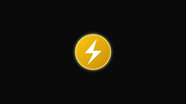 Simple Yellow Circle With White Lightning Bolt Icon.