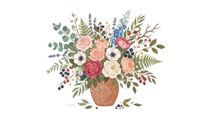 Naklejka premium Rustic Wildflower Bouquet Vector