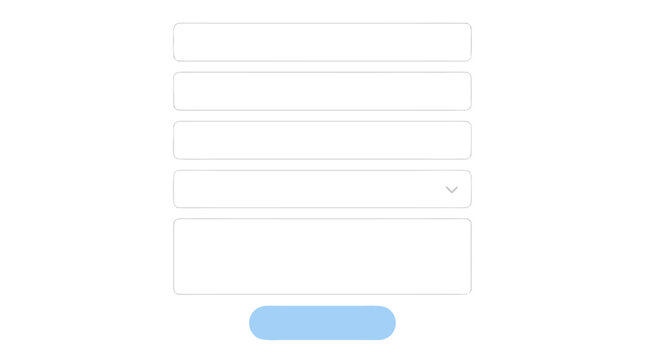 Minimal contact form interface vector with blank input fields, dropdown selector, message box and rounded send button on warm neutral background for web UX templates customer support pages