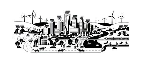 Obraz premium Sustainable Smart City Vector Illustration