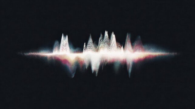 Abstract glowing audio waveform with colorful digital light spectrum visualization