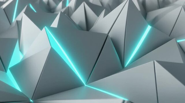 Ultra realistic kinetic origami architecture of translucent white panels with synchronized geometric folds and cyan light, creating a premium innovation engineering background with copy space.