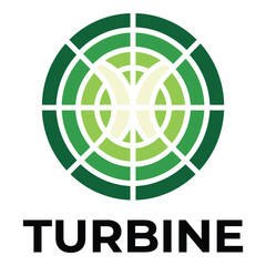 Green turbine logo with white lines on white background icon © Anthony