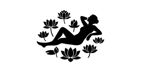 Obraz premium Dark Lotus Flower Arrangement Minimal Vector