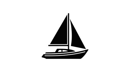 Fototapeta premium Sailing Boat Icon Silhouette, Vector Art, Minimalist Design