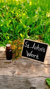 St. John's wort supplements. Selective focus.