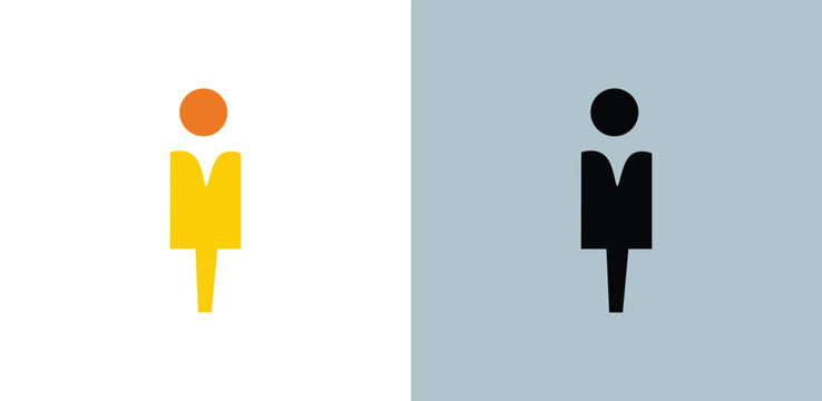 Flat of two people, one in yellow shirt with red head, the other in black shirt with black head