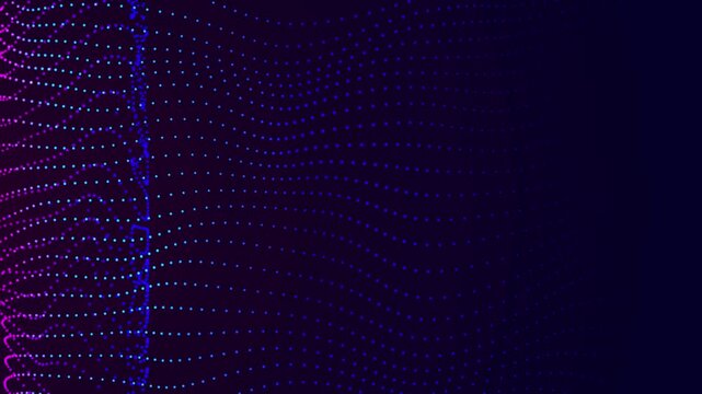 abstract blue and pink grid lines dots flow animation, futuristic ai technology and science stream social media motion background