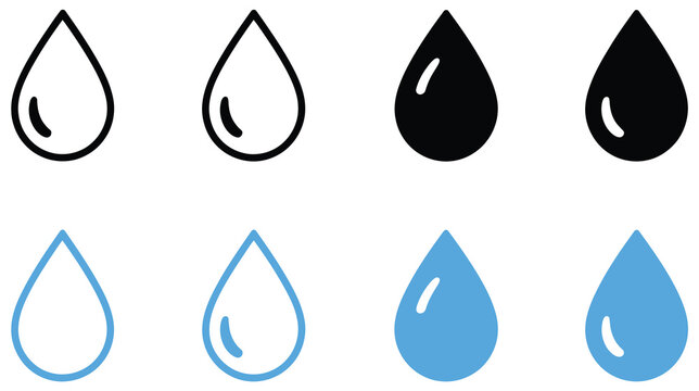 Waterdrop icon with blue droplet symbol for liquid, hydration, rain, water supply, nature, vector, design