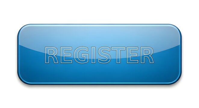 Close up of a blue register button on a digital interface with a modern design and rounded edges for online registration or application process