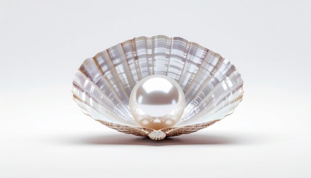 Ultra realistic open pearl shell revealing luminous pearl inside