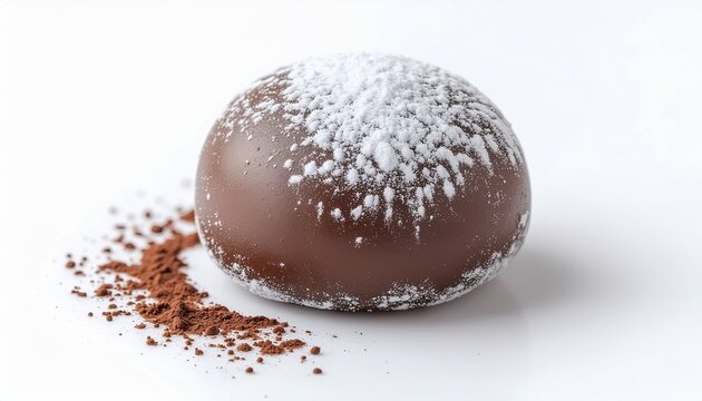 Delicious matcha mochi with delicate powder particles isolated on white