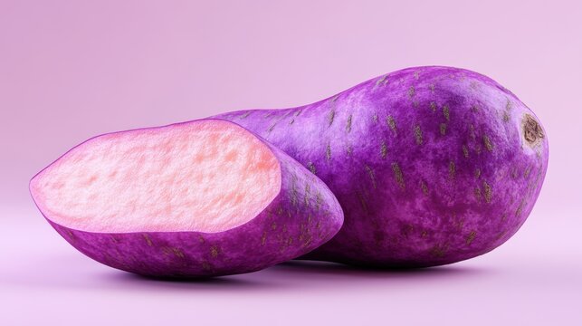 Sweet potato,Bakery menu with Ube frosting texture background,whipped cream,PopularTrendy Purple Coffee Shop,plant based recipes,sweet potato,superfood,menu and banner,Healthy and wellness concept.