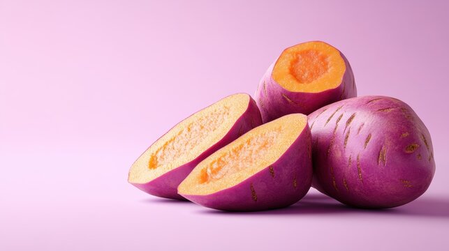Sweet potato,Bakery menu with Ube frosting texture background,whipped cream,PopularTrendy Purple Coffee Shop,plant based recipes,sweet potato,superfood,menu and banner,Healthy and wellness concept.