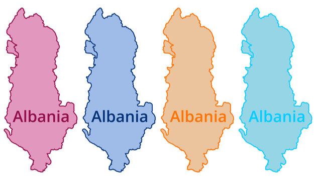 Albania map label collection with colorful flat design vector illustration