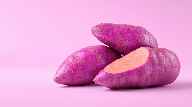 Sweet potato,Bakery menu with Ube frosting texture background,whipped cream,PopularTrendy Purple Coffee Shop,plant based recipes,sweet potato,superfood,menu and banner,Healthy and wellness concept.