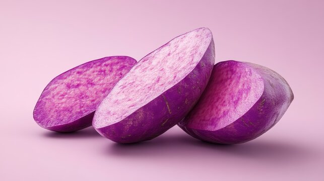 Sweet potato,Bakery menu with Ube frosting texture background,whipped cream,PopularTrendy Purple Coffee Shop,plant based recipes,sweet potato,superfood,menu and banner,Healthy and wellness concept.