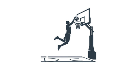 Basketball Player Slam Dunk Vector Illustration © Naswi