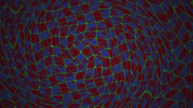 Vibrant trippy background with swirling red, blue, and green geometric patterns