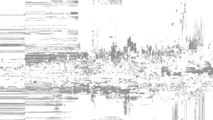 Obraz premium Glitchy video distortion with horizontal and vertical lines on white screen background