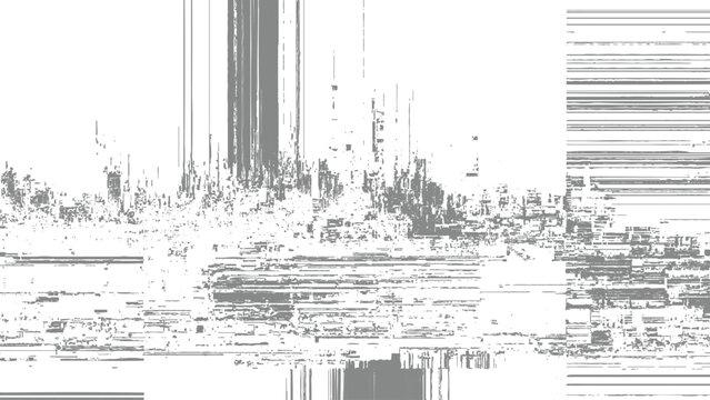 Glitchy distorted digital noise pattern with horizontal and vertical lines and pixels abstract