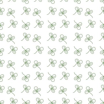 Minimalist Grid Clover Leaf Line Art Seamless Pattern