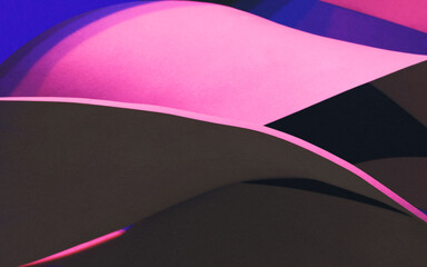 Wavy shapes illuminated by pink light, studio shot photo © Allusioni