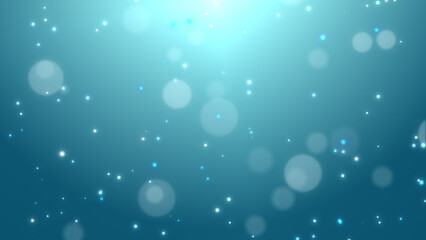 エメラルドブルー背景に白いキラキラ丸ボケパーティクルが光る抽象テクスチャ素材 / White Sparkling Bokeh Particles on Emerald Blue Gradient Background Texture JPG © NekoMaru