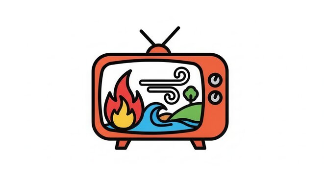Weather Forecast Icons on Vintage TV Screen