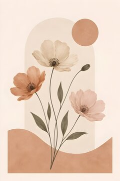 Soft Neutral Floral Wall Art | Elegant Botanical Flower Print