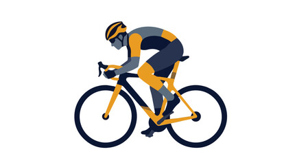 dynamic cyclist riding a mountain bike in action with vibrant orange and dark blue colors on trail © Micro Design-id