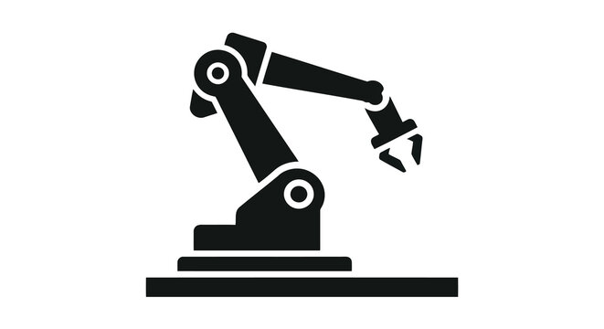 Robotic arm silhouette against a white background a vector illustration of industrial automation robot