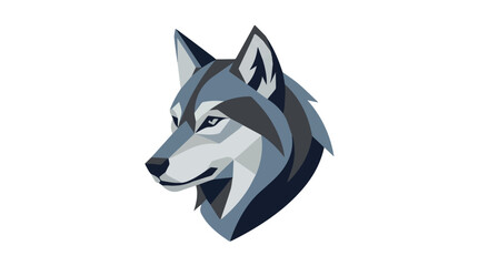 Stylized gray and white husky head illustration with sharp geometric shapes and contrast for digital art projects © Micro Design-id