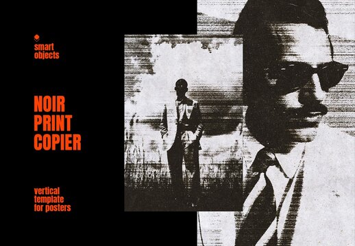 Noir Printer Copier Vertical Effect For Poster And Print Design