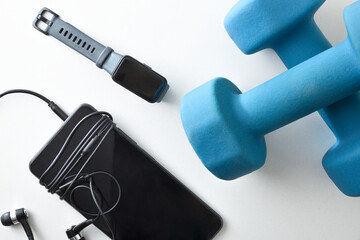 Fototapeta premium Sports and leisure with objects on a white table