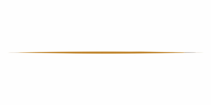 Golden horizontal divider with tapered ends on a white background