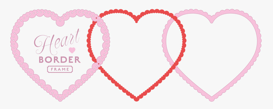 Heart scallop cute and lace frame coquette with edge pattern border. Shape doily patch and napkin ruffle vintage with pink card fabric.
