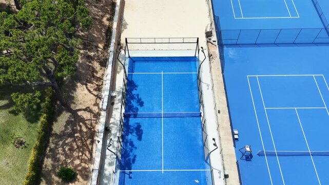 4K top-down aerial view on a tennis court 