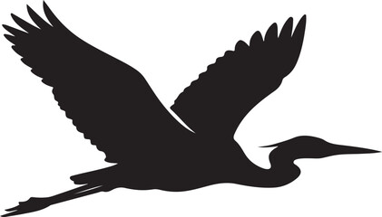 Obraz premium heron flying. great blue crane bird icon outline line art silhouette vector illustration