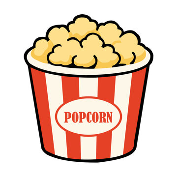 cinema popcorn bucket flat vector icon