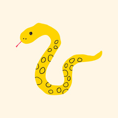 Fototapeta premium Cute Hand Drawn Snake Cartoon Vector Illustration. Friendly Reptile Character for Kids