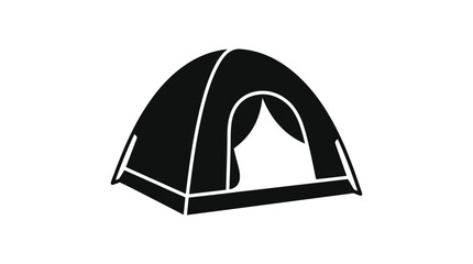 Black silhouette of a camping tent on a white background © sahidabegum
