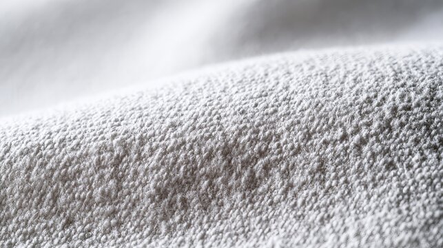 Close-up texture of soft, white cotton fabric, showcasing a plush and cozy material perfect for clothing and home textiles